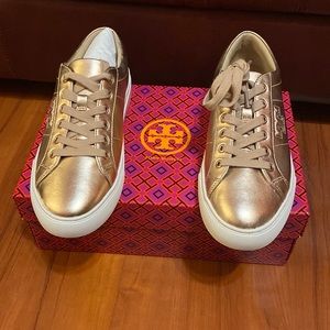 Tory Burch rose gold sneakers